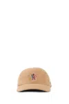 Moncler Grenoble Branded Cotton Baseball Cap In Beige