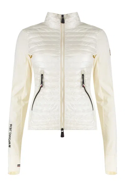 Moncler Grenoble Cardigan With Padded Front Panel In White
