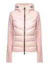 Moncler Puffer Polar Fleece Zip-up Cardigan In Pink
