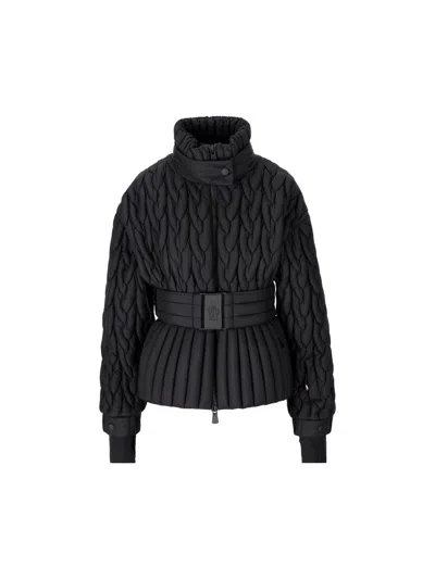 Moncler Maipo Appliquéd Belted Quilted Padded Shell Down Ski Jacket In Black