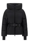 Moncler Belted Hooded Jacket In Black