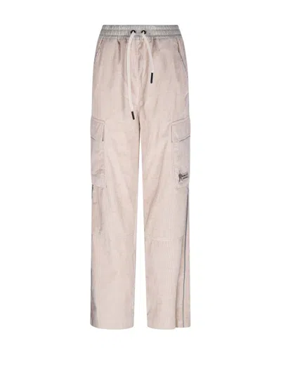 Moncler Corduroy Jogging Trousers In Beige