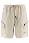 Moncler Bermuda Elastic Waistband Shorts In Sand