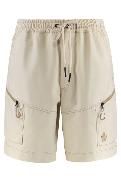 Moncler Grenoble Cotton Bermuda Shorts In Neutral
