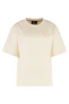 Moncler Grenoble White T-shirt With Logo Printed On The Front And Logo Patch On The Sleeve In Cotton In Neutral