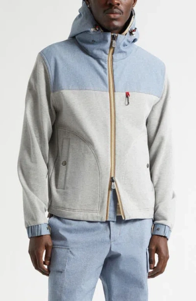 Moncler Grenoble Grey Zip Up Cotton Jacket In Multi