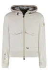 Moncler Grenoble Men Padded Wool Zip-up Hooded Jacket In Gray
