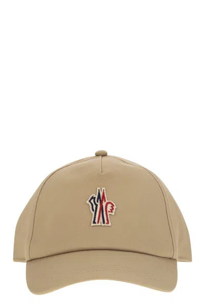 Moncler Grenoble Cotton Gabardine Baseball Cap In Beige