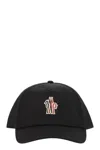 Moncler Grenoble Black Baseball Cap With Logo Embroidery In Cotton Man In Black