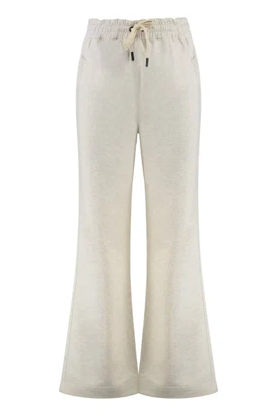 Moncler Grenoble Cotton-linen Blend Joggers In White