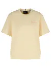 Moncler Grenoble White T-shirt With Logo Printed On The Front And Logo Patch On The Sleeve In Cotton In Beige