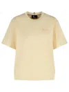 Moncler Grenoble White T-shirt With Logo Printed On The Front And Logo Patch On The Sleeve In Cotton In Neutrals