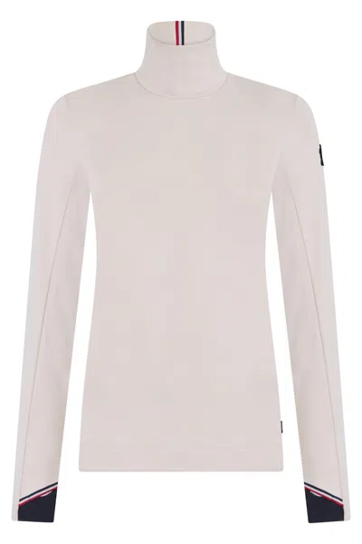 Moncler Turtleneck Sweater Logo Detail Contrast Cuffs In Pink