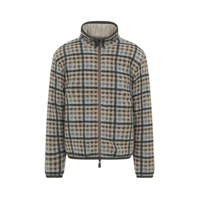 Moncler Grenoble Dark Green Zip Up Reversible Cardigan Jacket In Multi