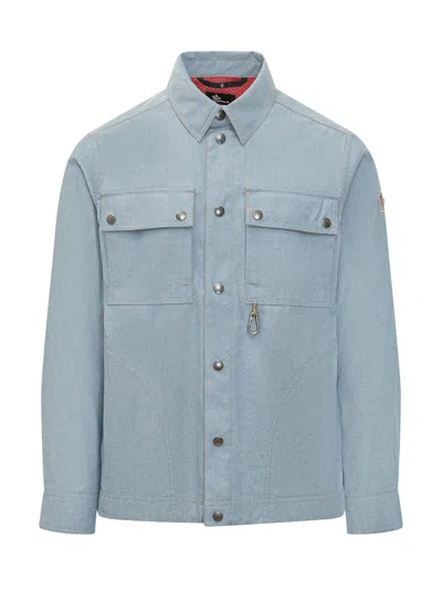 Moncler Grenoble Denim Shirt With Front Pockets And Button Details In Multi
