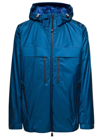 Moncler Grenoble Drawstring Hooded Jacket In Blue