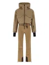 Moncler Insulated Ski Overall Featuring Adjustable Elements In Brown