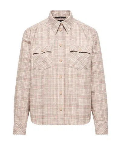 Moncler Grenoble Embroidered Check Shirt In Gold
