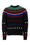 Moncler Grenoble Embroidered Wool Blend Tricot Sweater In Black