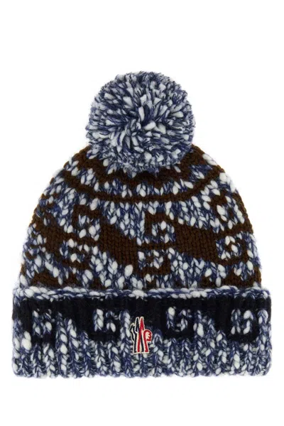 Moncler Grenoble Embroidered Wool-blend Beanie Hat In Multi