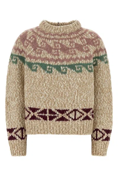 Moncler Grenoble Embroidered Wool-blend Sweater In Brown