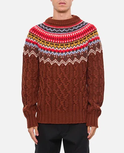 MONCLER GRENOBLE FAIR ISLE INTARSIA CABLE-KNIT WOOL JUMPER