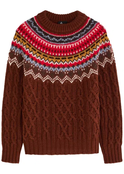 MONCLER MONCLER GRENOBLE FAIR ISLE INTARSIA CABLE-KNIT WOOL JUMPER