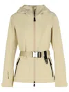 Moncler Fex Hooded Shell Jacket In Beige