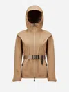 Moncler Fex Hooded Shell Jacket Beige In Brown