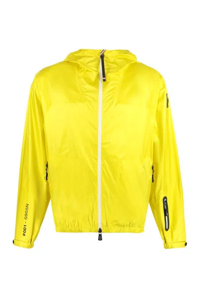 Moncler Fiernaz Hooded Techno Fabric Raincoat In Yellow