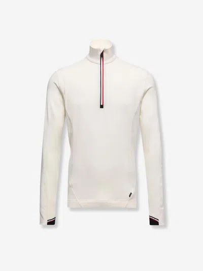 Moncler Polartec Half Zip Sweatshirt In White