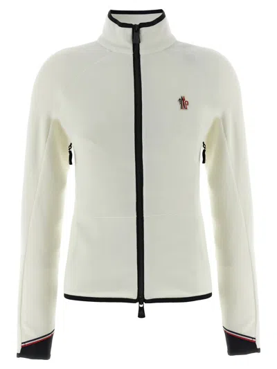 Moncler Fleece Sweatshirt With Zip And Pockets In White