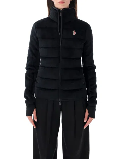 Moncler Grenoble Fleece-effect Quilted Zip-up Jacket In Black