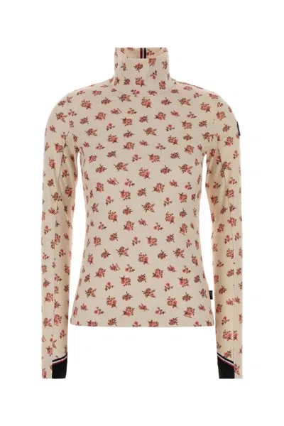 Moncler Grenoble Floral Printed Stretch Polyester T-shirt In Multi