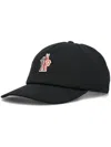 Moncler Grenoble Black Baseball Cap With Logo Embroidery In Cotton Man