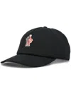 Moncler Grenoble Black Baseball Cap With Logo Embroidery In Cotton Man In Black