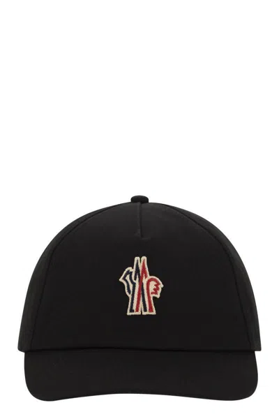 Moncler Grenoble Gabardine Baseball Cap In Black