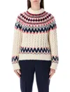 Moncler Grenoble Geometric Jacquard Wool Blend Jumper In Multi