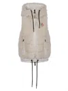 Moncler Grenoble Ivory Teddy Fabric Sleeveless Down Jacket In Gray