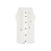 Moncler Hooded Sleeveless Faux Fur Jacket With Drawstring In White