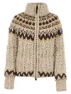 Moncler Grenoble Girose Cardigan With Zip In Wool Blend In Multi