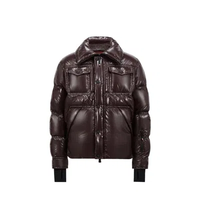 Moncler Grenoble Glossy Ski Down Jacket In Brown