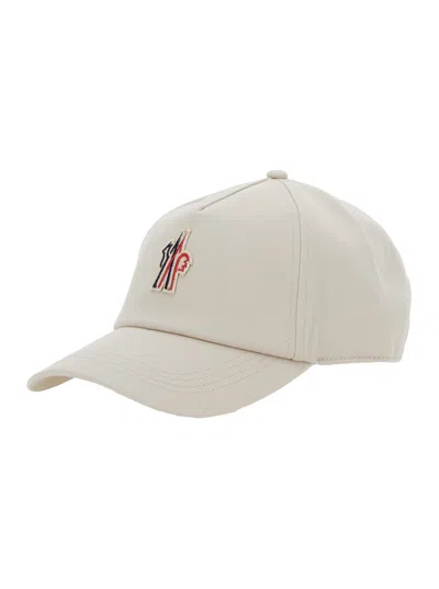 Moncler Grenoble Grey Baseball Cap With Logo Embroidery In Cotton Man In Cream