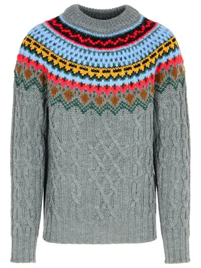Moncler Grenoble Grey Virgin Wool Sweater In Gray