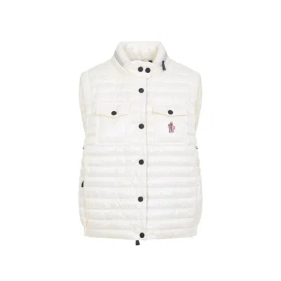 Moncler Grenoble Gumiane Natural Vest With Hidden Hood In White