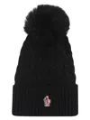 Moncler Wool Hat Featuring Cable Knit And Pom Detail In Black