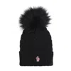 Moncler Virgin Wool Beanie W/ Pompom In Black