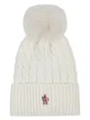 Moncler Ivory Virgin Wool Hat With Pompom In Neutral