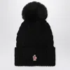 Moncler Wool Hat Featuring Cable Knit And Pom Detail In Black