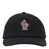 Moncler Grenoble Black Baseball Cap With Logo Embroidery In Cotton Man In Black